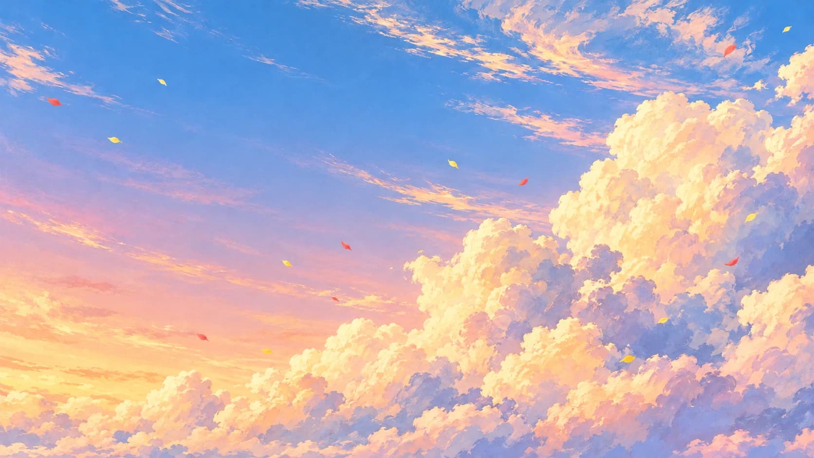 A hand-painted sky at golden hour